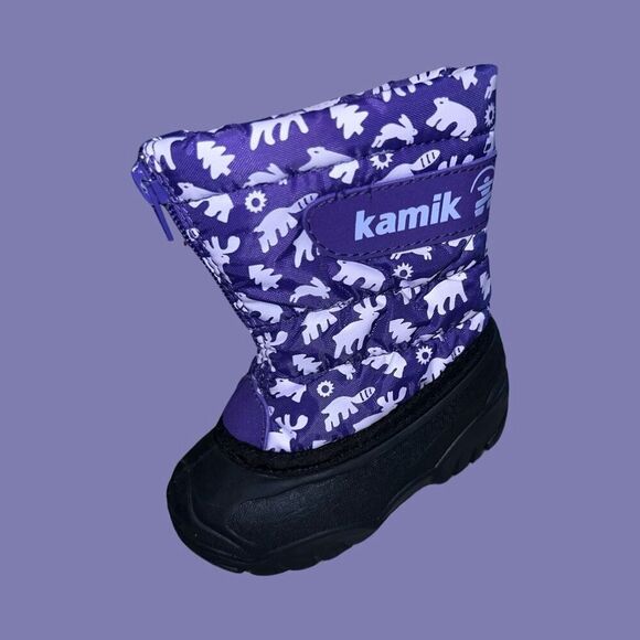 KAMIK Toddler Infant Zip Front Forest Animal Print Purple Boots Size 5 6 - Picture 6 of 6